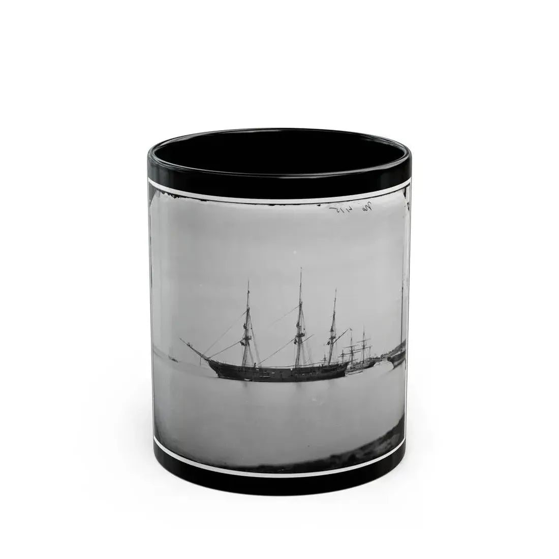 Hampton Roads, Va.  School Ship U.S.S. Sabine (U.S. Civil War) Black Coffee Mug 11oz - Go Mug Yourself