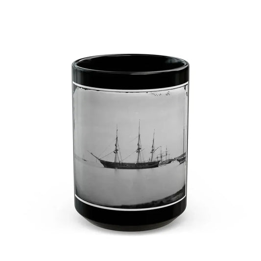 Hampton Roads, Va.  School Ship U.S.S. Sabine (U.S. Civil War) Black Coffee Mug 15oz - Go Mug Yourself