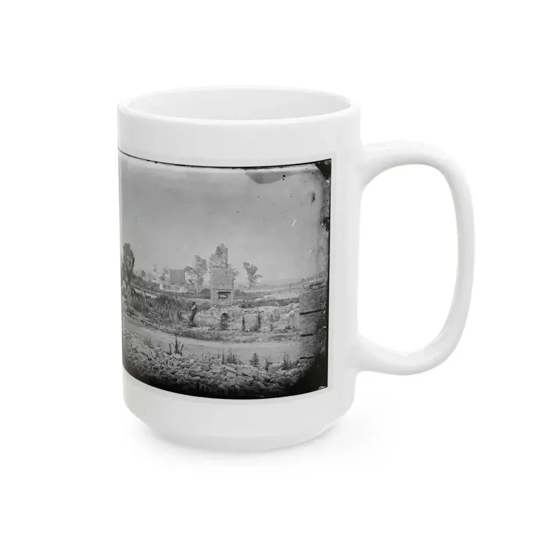 Hampton, Va. Brick Chimneys, Etc., Of Burned Houses (U.S. Civil War) White Coffee Mug - Go Mug Yourself