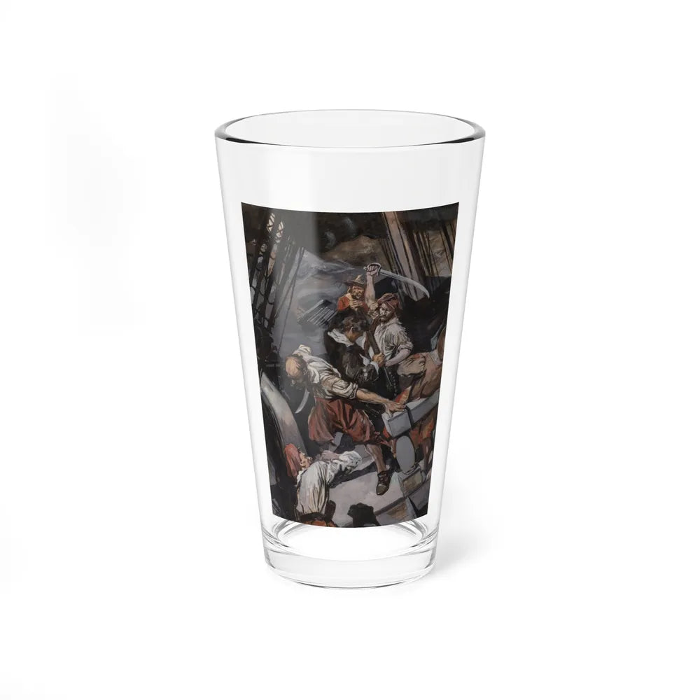 Hand-to-hand fighting on Ship Deck illustration, circa 1910 - Pint Glass 16oz-16oz-Go Mug Yourself