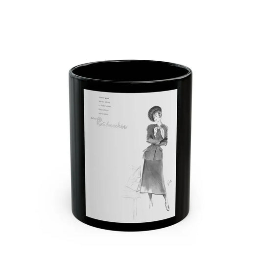 Handmachers fashion illustration (1), 1948 - Black Coffee Mug 11oz - Go Mug Yourself