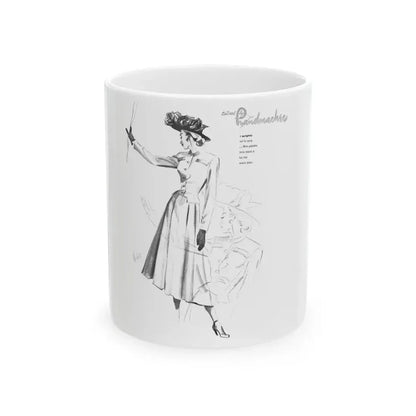 Handmachers fashion illustration (2), 1948 - White Coffee Mug 11oz - Go Mug Yourself