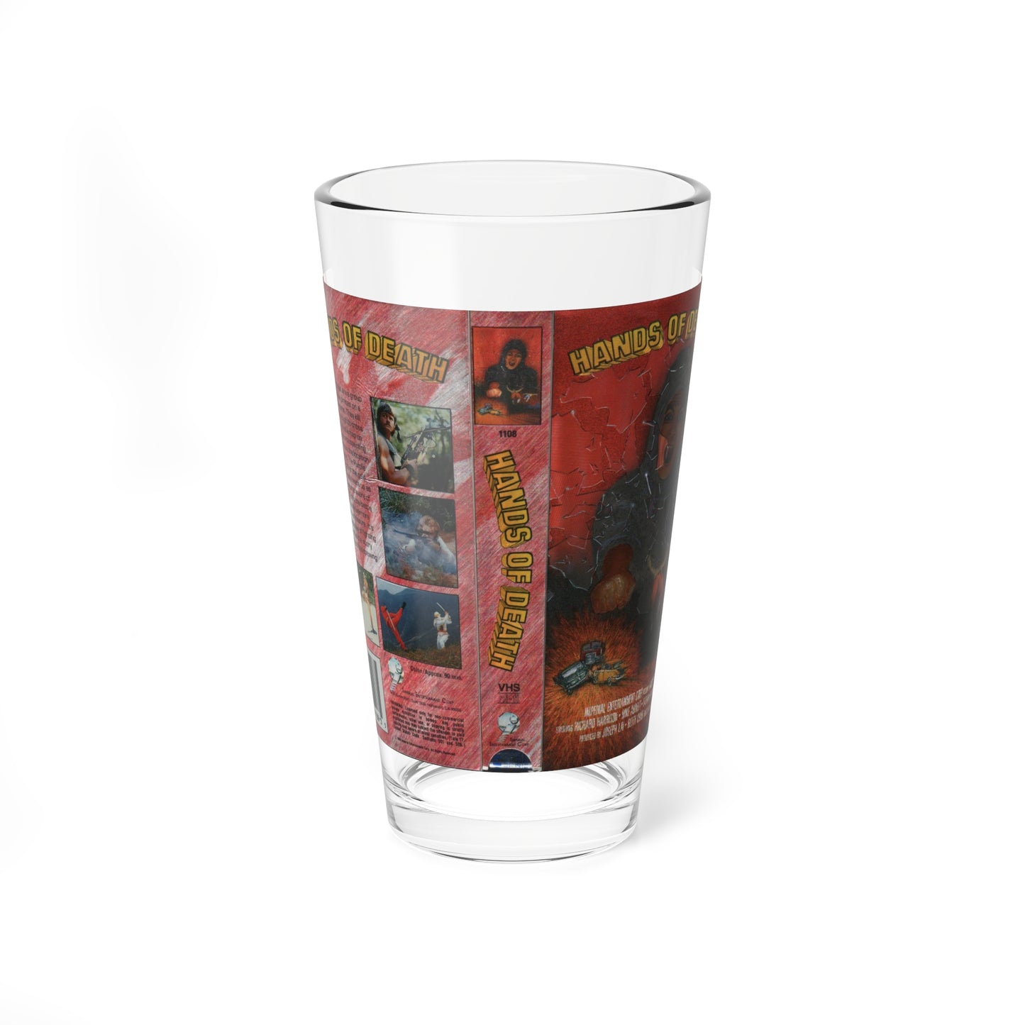 HANDS OF DEATH (VHS COVER) Pint Glass 16oz-16oz-Go Mug Yourself