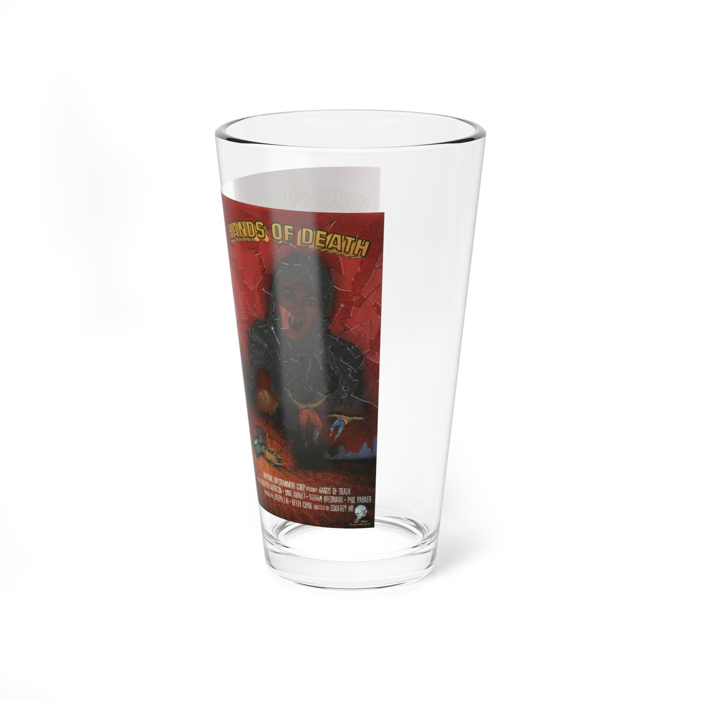 HANDS OF DEATH (VHS COVER) Pint Glass 16oz-Go Mug Yourself