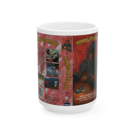 HANDS OF DEATH (VHS COVER) - White Coffee Mug 15oz - Go Mug Yourself