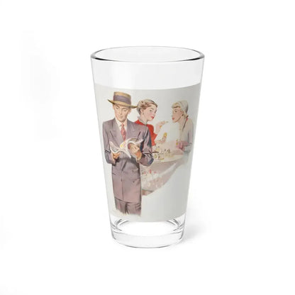 Handsome Man at the Perfume Counter, Hart Schaffner & Marx men's apparel advertisement, 1949 - Pint Glass 16oz 16oz - Go Mug Yourself