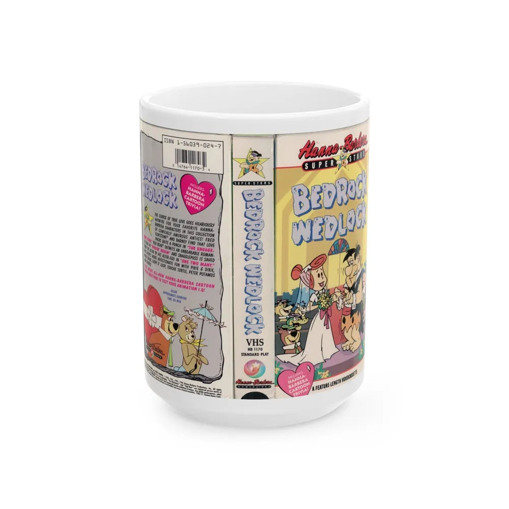 HANNA BARBERA SUPERSTARS BEDROCK WEDLOCK (VHS COVER) - White Coffee Mug-15oz-Go Mug Yourself