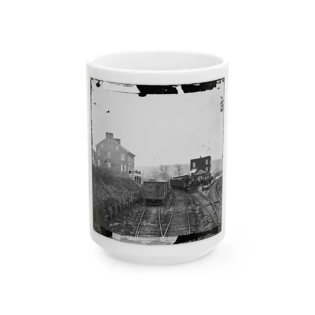 Hanover Junction, Pa. Passenger Train At Depot (U.S. Civil War) White Coffee Mug 15oz - Go Mug Yourself