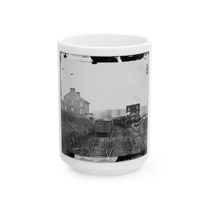 Hanover Junction, Pa. Passenger Train At Depot (U.S. Civil War) White Coffee Mug 15oz - Go Mug Yourself
