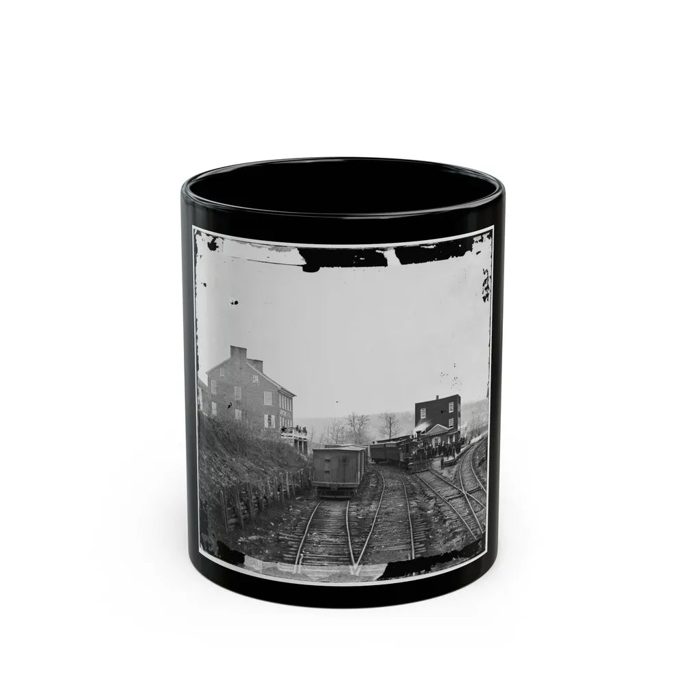 Hanover Junction, Pa. Passenger Train At Depot (U.S. Civil War) Black Coffee Mug-11oz-Go Mug Yourself