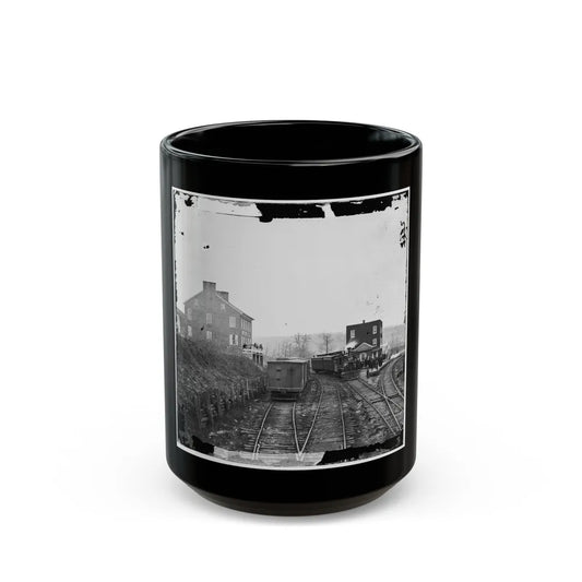 Hanover Junction, Pa. Passenger Train At Depot (U.S. Civil War) Black Coffee Mug-15oz-Go Mug Yourself