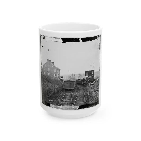 Hanover Junction, Pa. Passenger Train At Depot (U.S. Civil War) White Coffee Mug-15oz-Go Mug Yourself