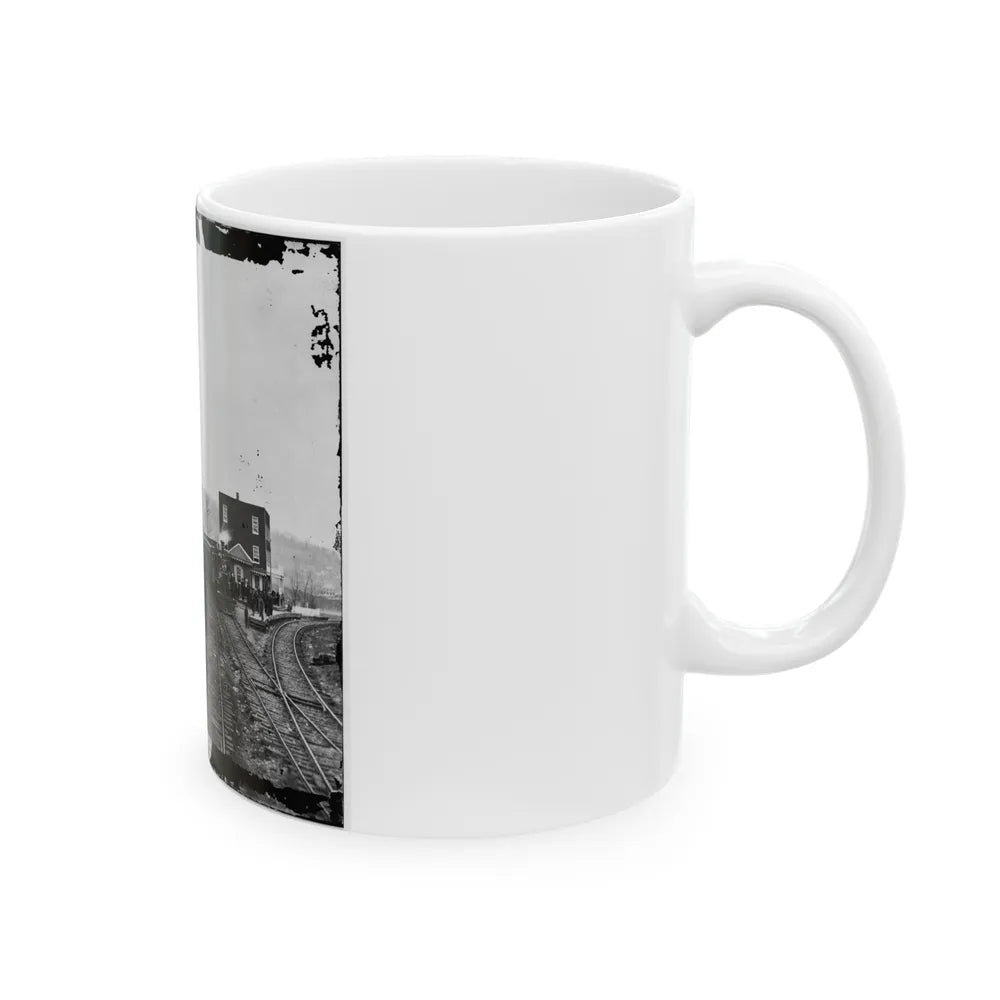 Hanover Junction, Pa. Passenger Train At Depot (U.S. Civil War) White Coffee Mug-Go Mug Yourself