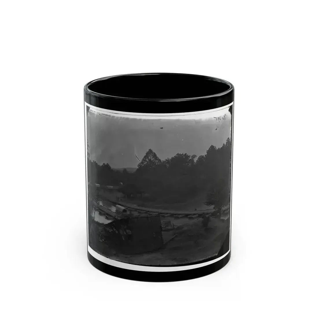 Hanovertown Ferry, Va.  Pontoon Bridges Across The Pamunkey, With Wagons (U.S. Civil War) Black Coffee Mug 11oz - Go Mug Yourself