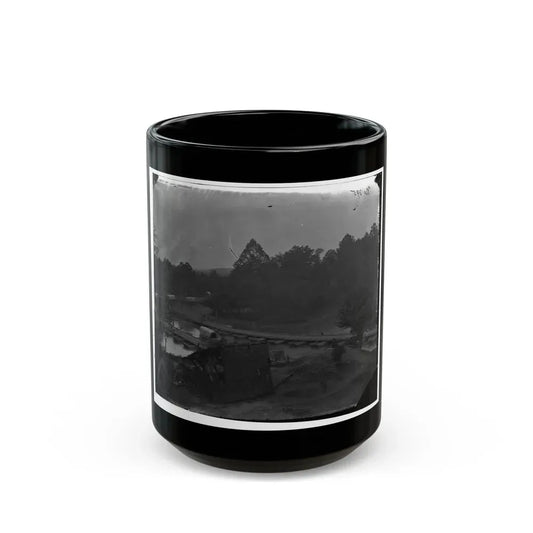 Hanovertown Ferry, Va.  Pontoon Bridges Across The Pamunkey, With Wagons (U.S. Civil War) Black Coffee Mug 15oz - Go Mug Yourself