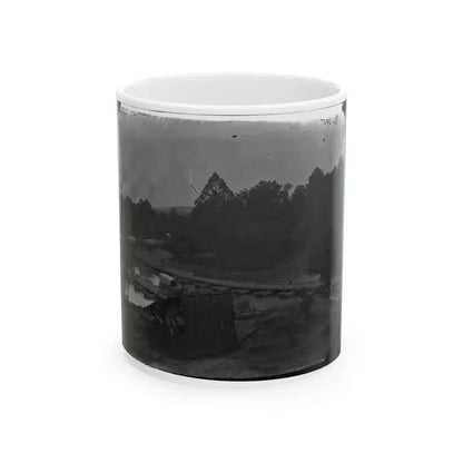 Hanovertown Ferry, Va.  Pontoon Bridges Across The Pamunkey, With Wagons (U.S. Civil War) White Coffee Mug 11oz - Go Mug Yourself