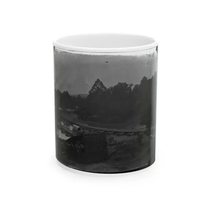 Hanovertown Ferry, Va.  Pontoon Bridges Across The Pamunkey, With Wagons (U.S. Civil War) White Coffee Mug 11oz - Go Mug Yourself