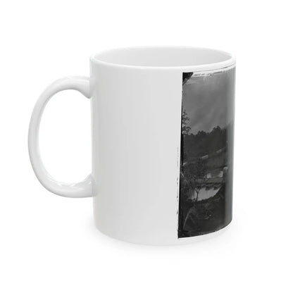 Hanovertown Ferry, Va. Pontoon Bridges Across The Pamunkey, With Wagons (U.S. Civil War) White Coffee Mug-Go Mug Yourself