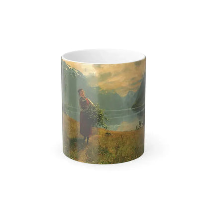Hans Dahl (1849-1937) Girl with birch twigs - Color Changing Mug 11oz 11oz - Go Mug Yourself