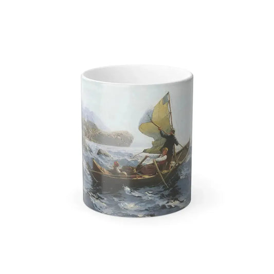 Hans Dahl (1849-1937)  Kvinne, mann og barn i oselver - Color Changing Mug 11oz 11oz - Go Mug Yourself