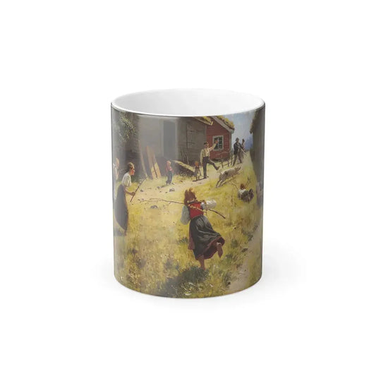 Hans Dahl (1849-1937) The pig is loose - Color Changing Mug 11oz 11oz - Go Mug Yourself