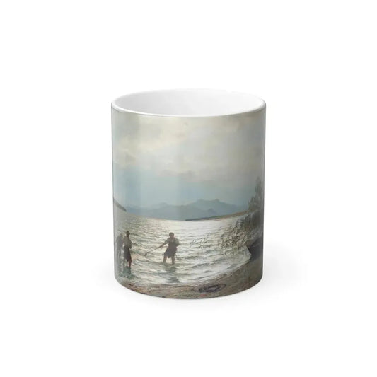Hans Fredrik Gude (1825-1903) Fishing by the shore - Color Changing Mug 11oz 11oz - Go Mug Yourself