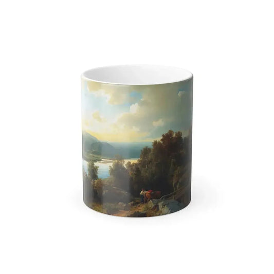 Hans Gude (1825-1903) A Lakeside Landscape - oil on canvas 1861 - Color Changing Mug 11oz 11oz - Go Mug Yourself