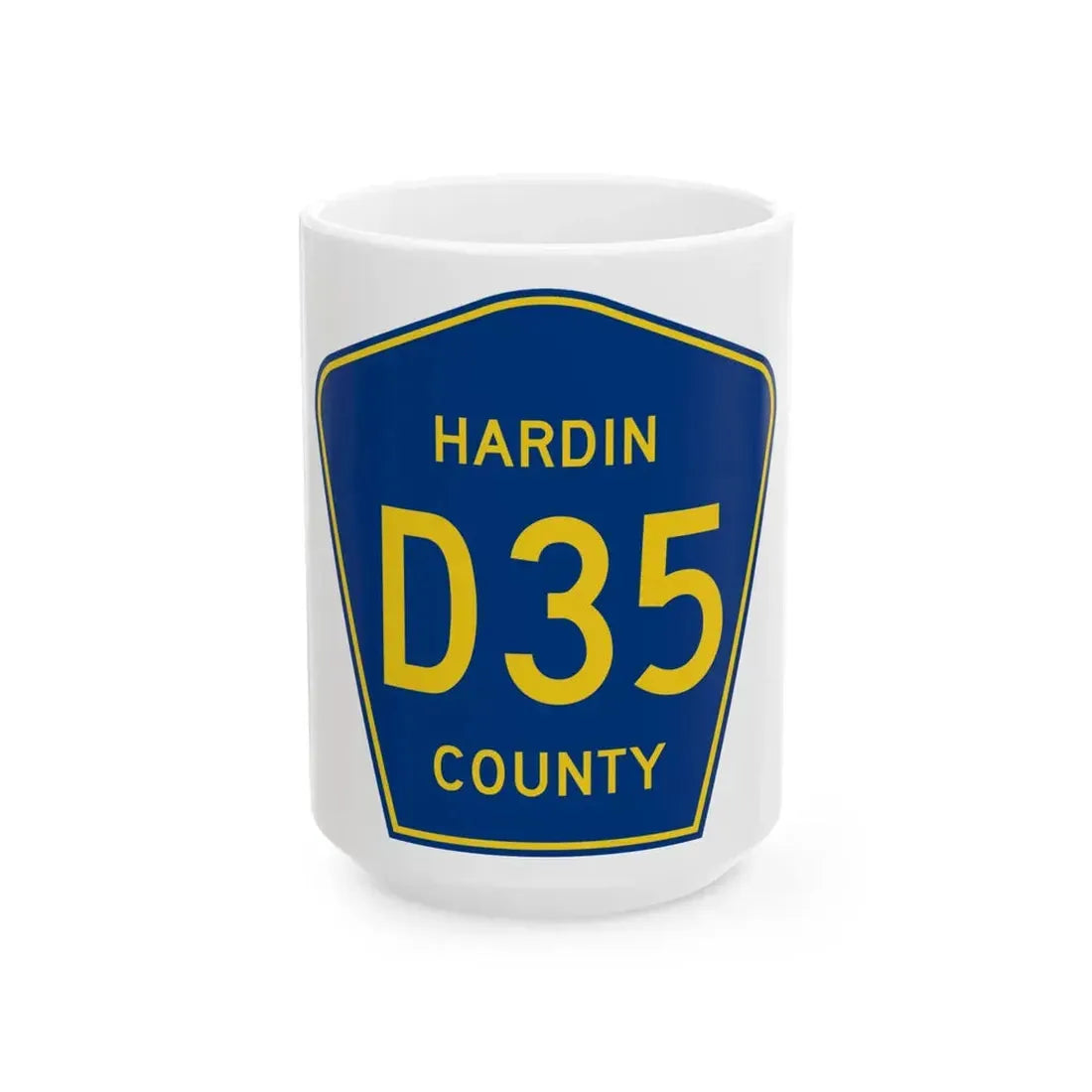 Hardin County Route D35 IA (Iowa) (Road Sign) White Coffee Mug 15oz - Go Mug Yourself