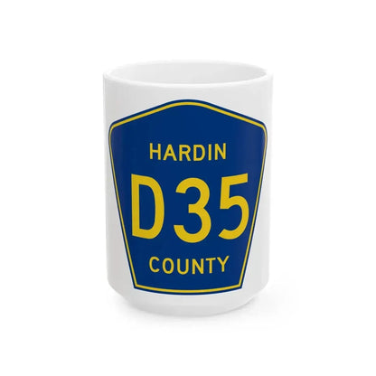 Hardin County Route D35 IA (Iowa) (Road Sign) White Coffee Mug 15oz - Go Mug Yourself