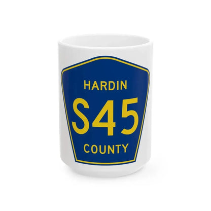 Hardin County Route S45 IA (Iowa) (Road Sign) White Coffee Mug 15oz - Go Mug Yourself