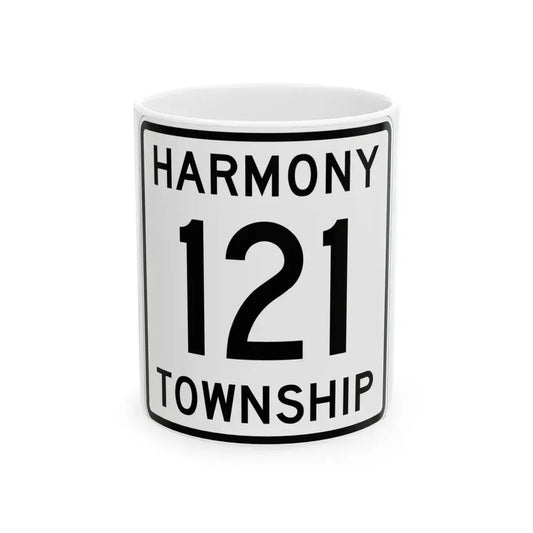 Harmony Township Route 121 Morrow County Ohio (Ohio) (Road Sign) White Coffee Mug 11oz - Go Mug Yourself