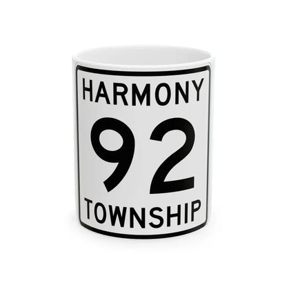 Harmony Township Route 92 Morrow County Ohio (Ohio) (Road Sign) White Coffee Mug 11oz - Go Mug Yourself