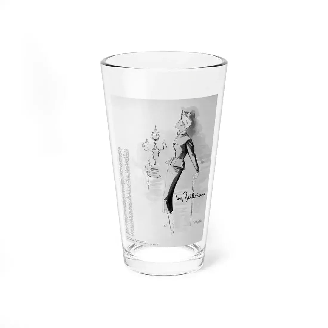 Harper's Bazaar advertisement illustration, January 1950 - Pint Glass 16oz 16oz - Go Mug Yourself
