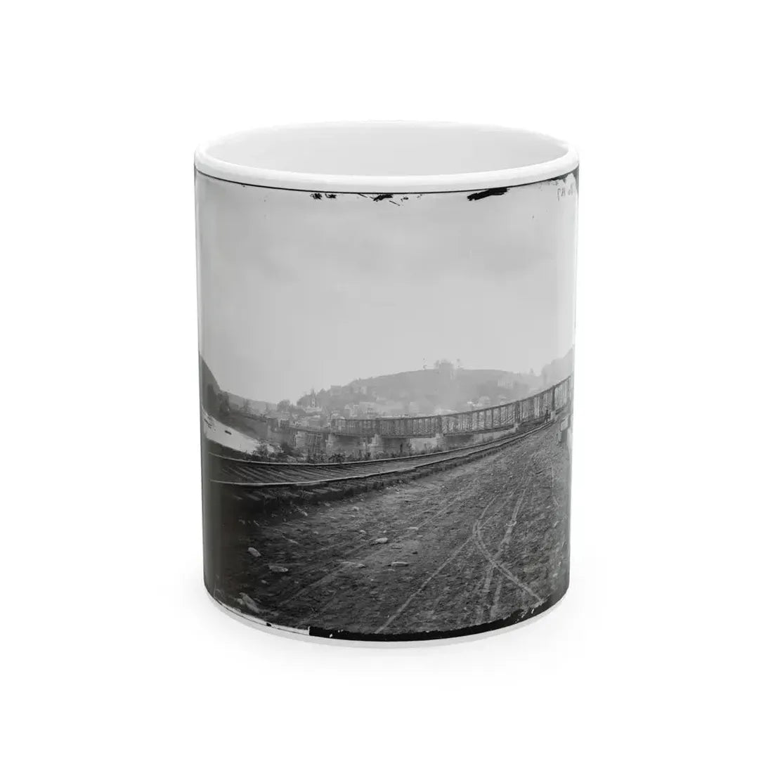 Harper's Ferry, W. Va. View Of The Town And Railroad Bridge (U.S. Civil War) White Coffee Mug 11oz - Go Mug Yourself
