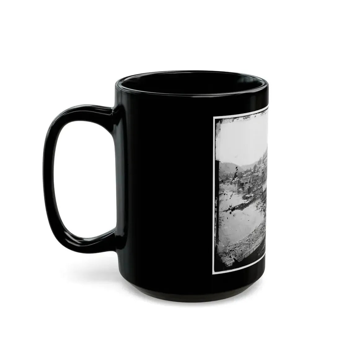 Harper's Ferry, W. Va. View Of Town; Railroad Bridge In Ruins (U.S. Civil War) Black Coffee Mug - Go Mug Yourself