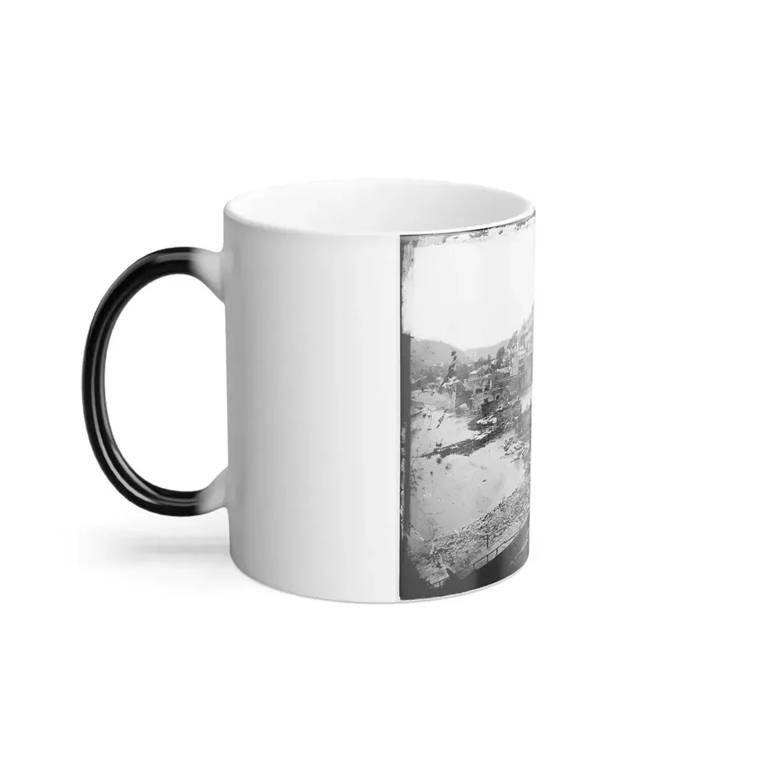 Harper's Ferry, W. Va. View of Town; Railroad Bridge in Ruins (U.S. Civil War) Color Changing Coffee Mug 11oz - Go Mug Yourself