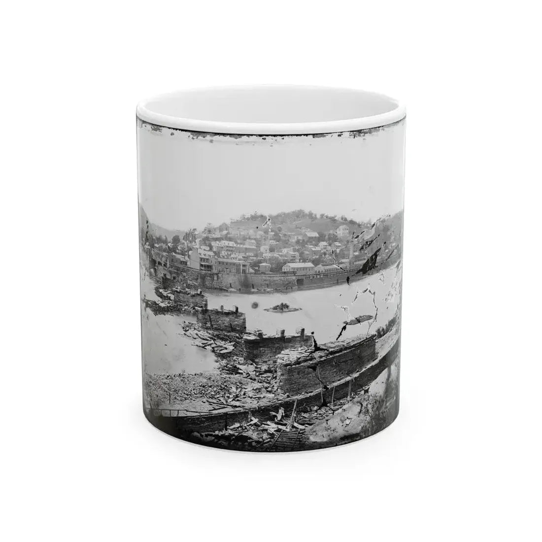 Harper's Ferry, W. Va. View Of Town; Railroad Bridge In Ruins (U.S. Civil War) White Coffee Mug 11oz - Go Mug Yourself