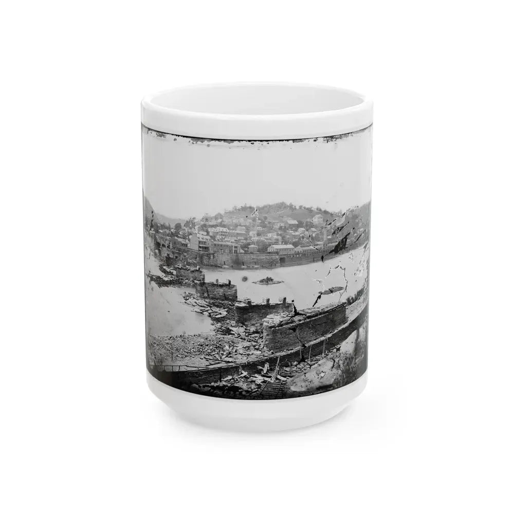 Harper's Ferry, W. Va. View Of Town; Railroad Bridge In Ruins (U.S. Civil War) White Coffee Mug 15oz - Go Mug Yourself