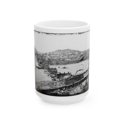 Harper's Ferry, W. Va. View Of Town; Railroad Bridge In Ruins (U.S. Civil War) White Coffee Mug 15oz - Go Mug Yourself