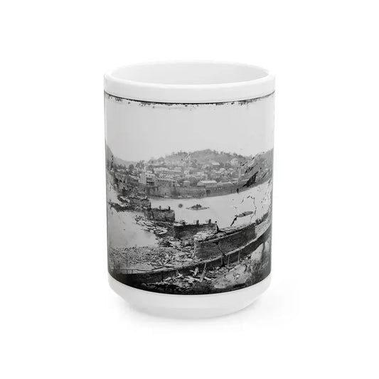 Harper's Ferry, W. Va. View Of Town; Railroad Bridge In Ruins (U.S. Civil War) White Coffee Mug 15oz - Go Mug Yourself