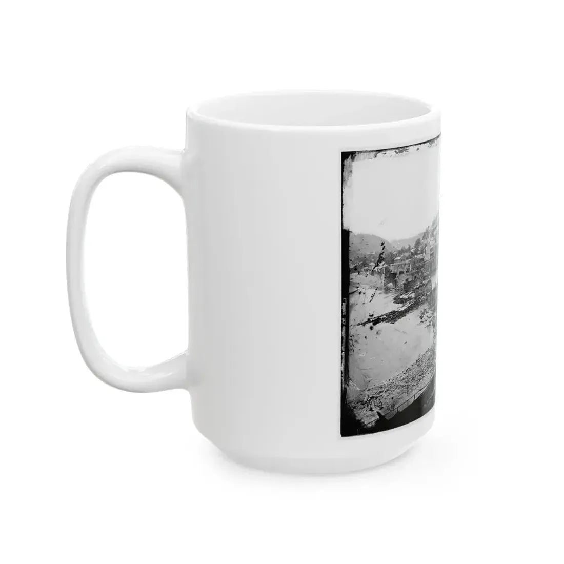 Harper's Ferry, W. Va. View Of Town; Railroad Bridge In Ruins (U.S. Civil War) White Coffee Mug - Go Mug Yourself