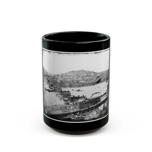 Harper's Ferry, W. Va. View Of Town; Railroad Bridge In Ruins (U.S. Civil War) Black Coffee Mug-15oz-Go Mug Yourself