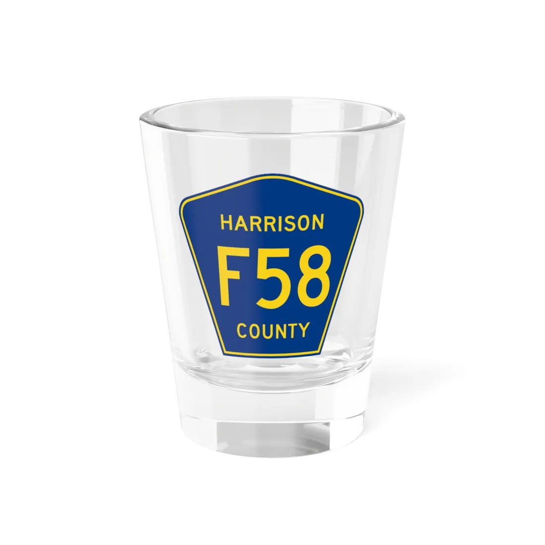 Harrison County Route F58 IA (Iowa) (Road Sign) Shot Glass 1.5oz 1.5oz - Go Mug Yourself