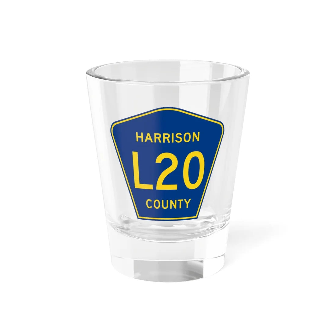 Harrison County Route L20 IA (Iowa) (Road Sign) Shot Glass 1.5oz 1.5oz - Go Mug Yourself