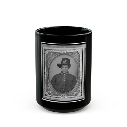 Harrison (Harry) Corbin, Pvt., U.S.A., Half-Length Portrait Facing Front (U.S. Civil War) Black Coffee Mug 15oz - Go Mug Yourself