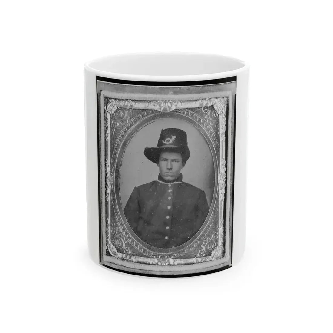Harrison (Harry) Corbin, Pvt., U.S.A., Half-Length Portrait Facing Front (U.S. Civil War) White Coffee Mug 11oz - Go Mug Yourself