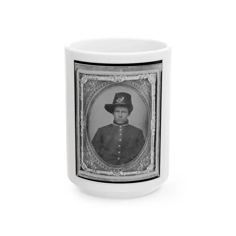 Harrison (Harry) Corbin, Pvt., U.S.A., Half-Length Portrait Facing Front (U.S. Civil War) White Coffee Mug 15oz - Go Mug Yourself