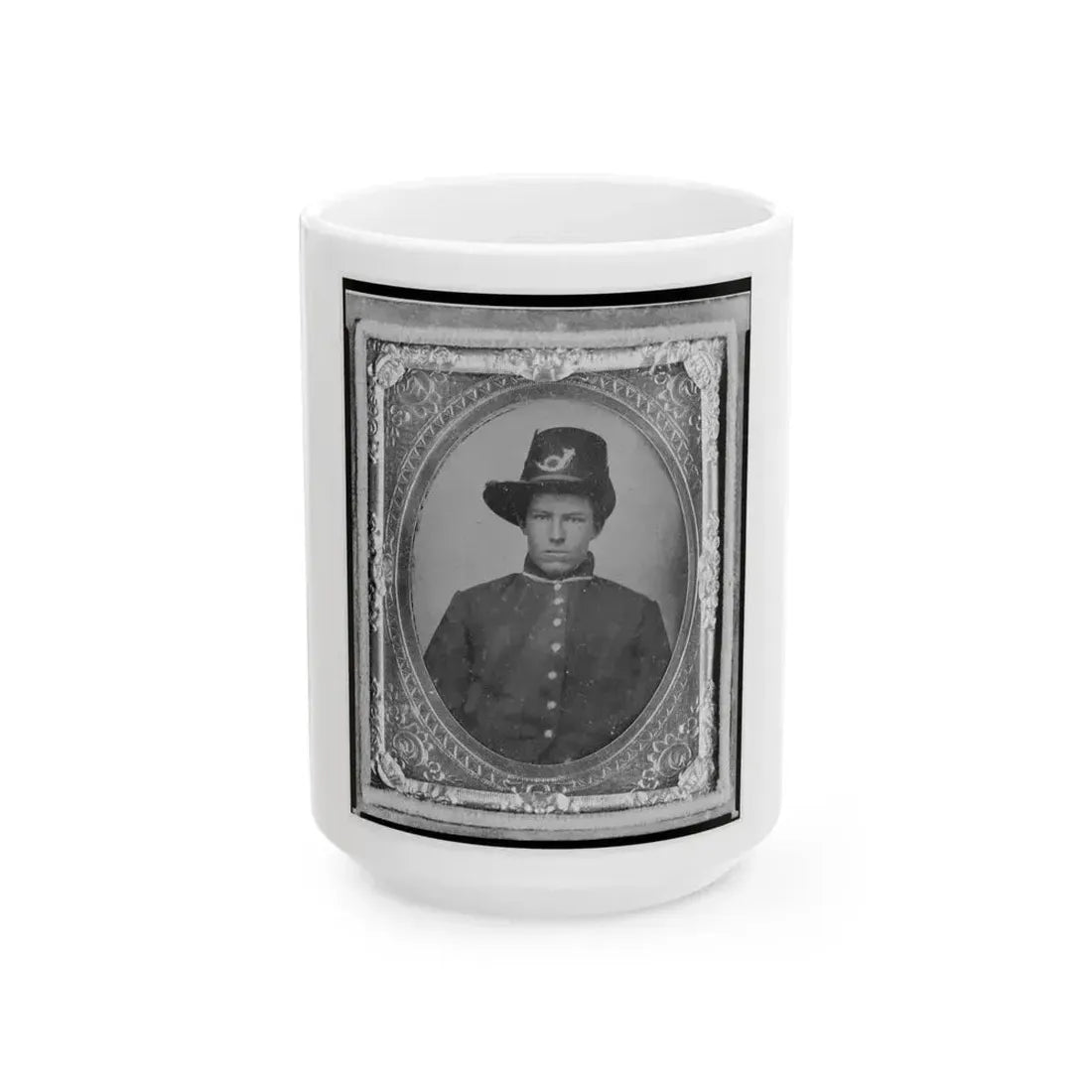 Harrison (Harry) Corbin, Pvt., U.S.A., Half-Length Portrait Facing Front (U.S. Civil War) White Coffee Mug 15oz - Go Mug Yourself