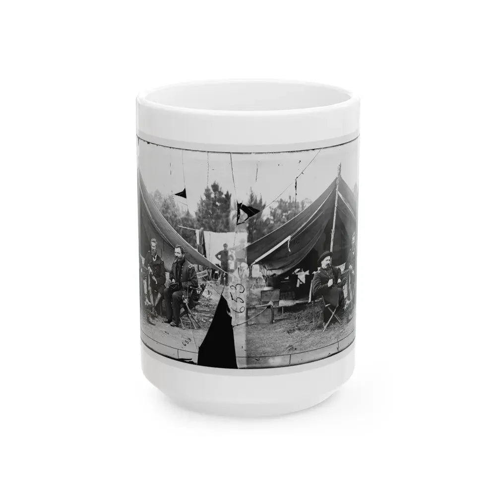 Harrison's Landing, Va. Col. Albert V. Colburn, Col. Delos B. Sacket, And Gen. John Sedgwick (U.S. Civil War) White Coffee Mug 15oz - Go Mug Yourself