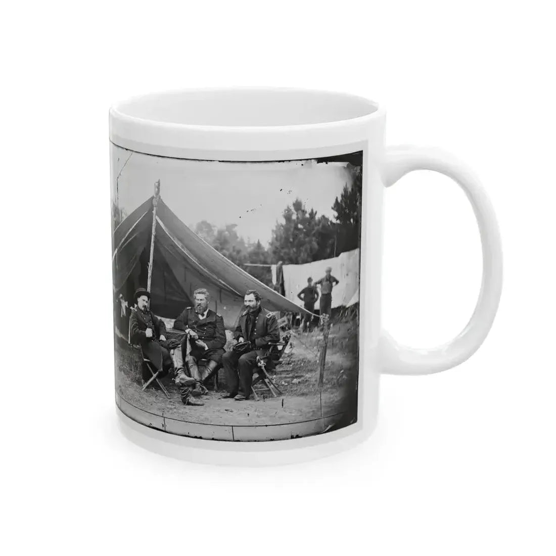 Harrison's Landing, Va. Col. Albert V. Colburn, Col. Delos B. Sacket, And Gen. John Sedgwick (U.S. Civil War) White Coffee Mug - Go Mug Yourself